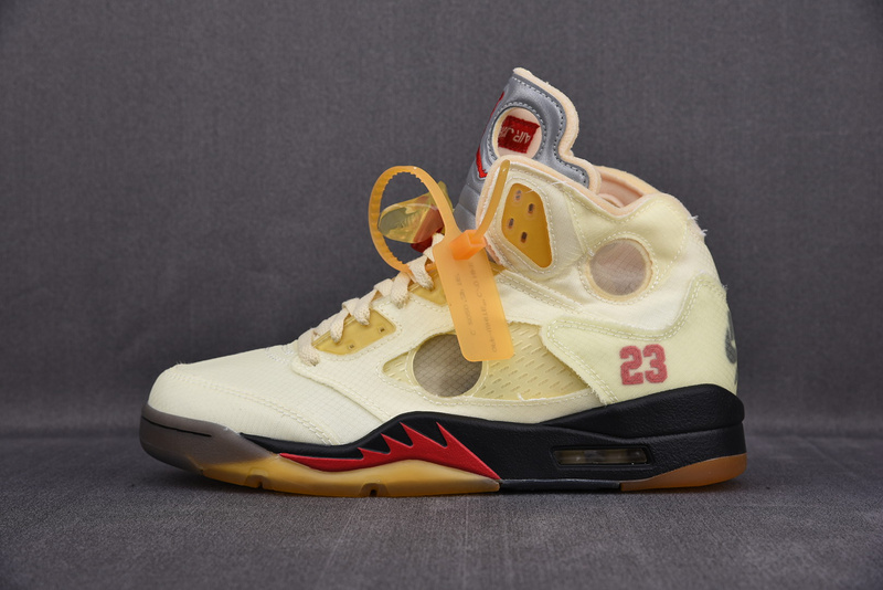 Off White x Air Jordan 5 Sail Red DH8565-100