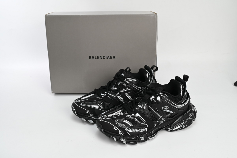 Balenciaga Tess S.Black Black-And-White Painting  542023 W3SR2 2315