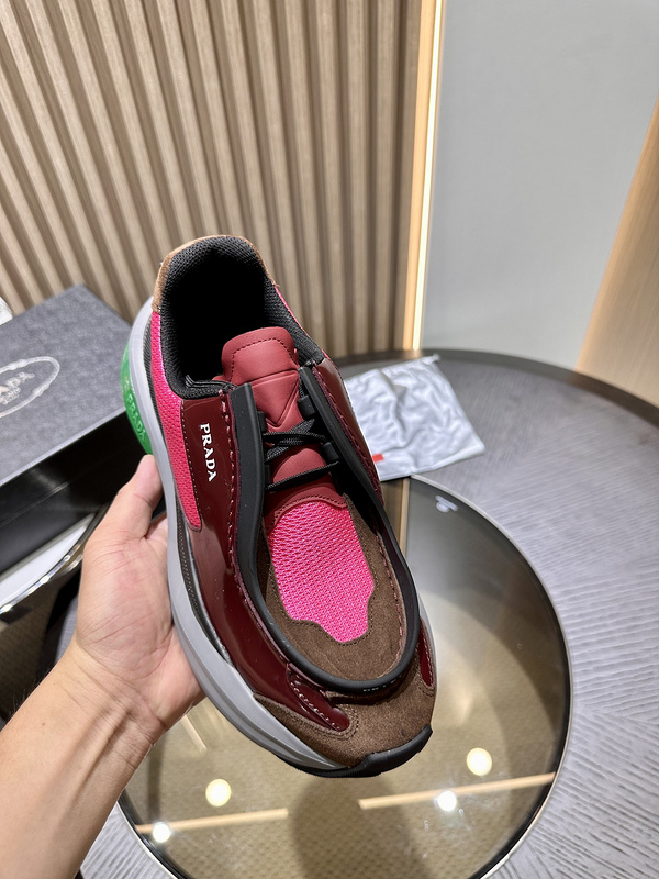Prada Systeme Brushed Leather Sneakers