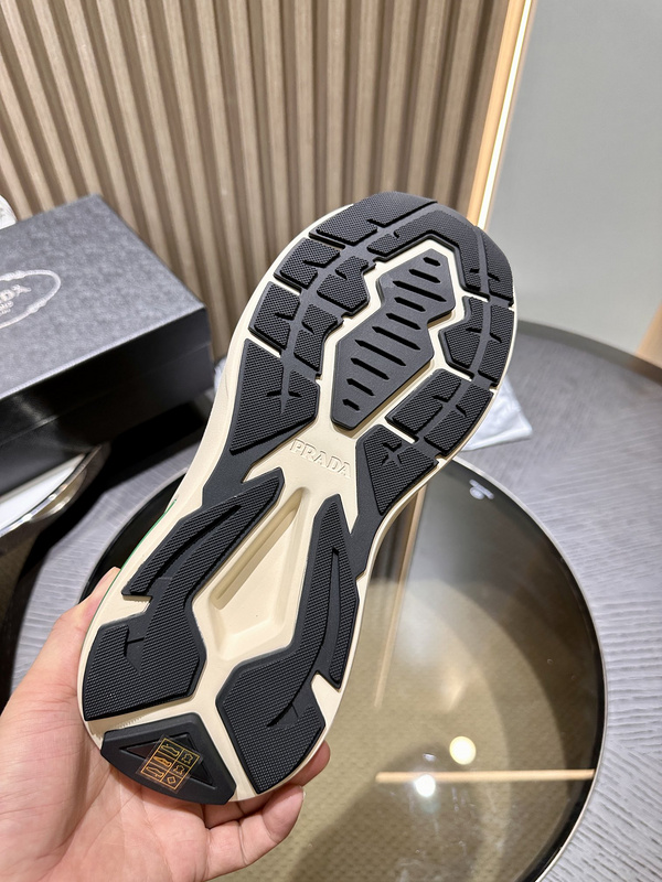 Prada Systeme Brushed Leather Sneakers