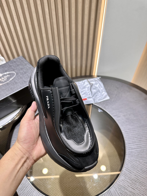 Prada Systeme Brushed Leather Sneakers