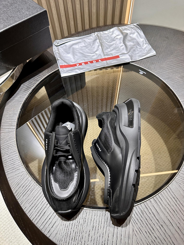 Prada Systeme Brushed Leather Sneakers