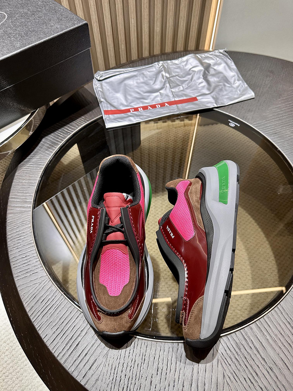 Prada Systeme Brushed Leather Sneakers