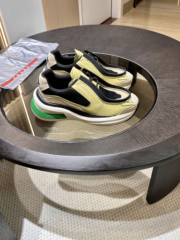 Prada Systeme Brushed Leather Sneakers