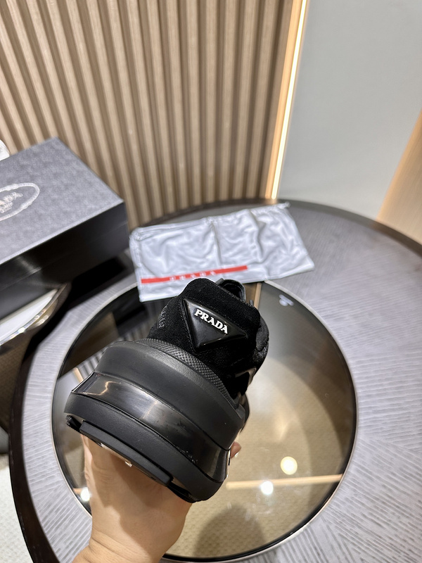 Prada Systeme Brushed Leather Sneakers