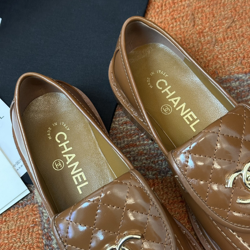 Chanel  Leather CC Logo Loafers