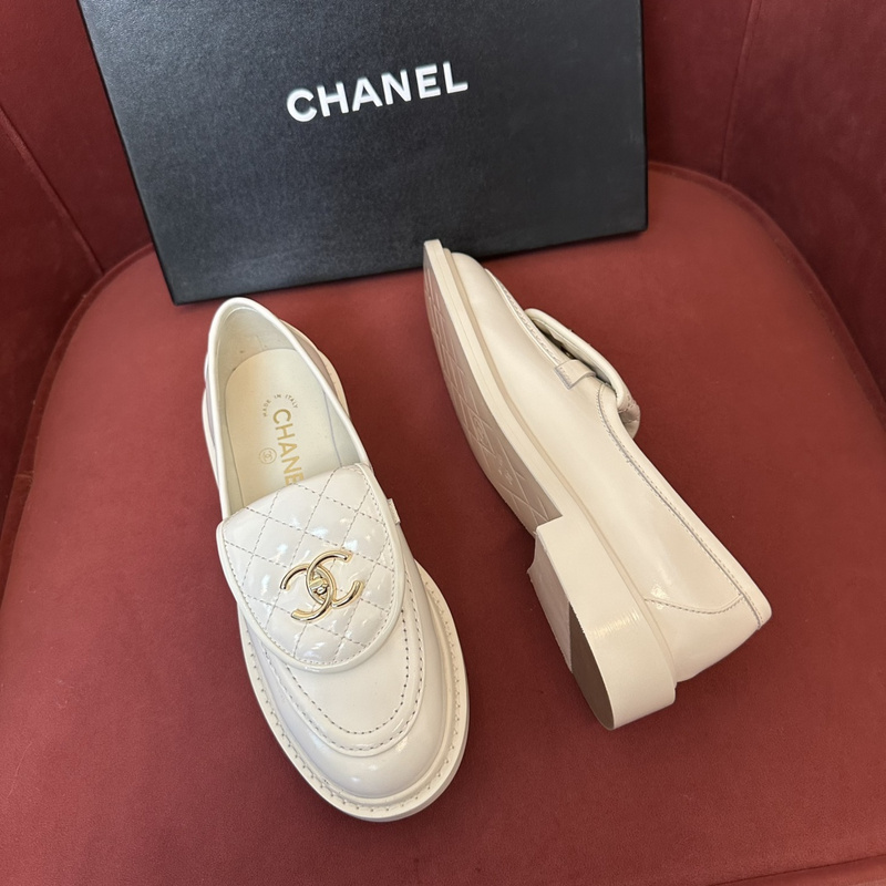 Chanel  Leather CC Logo Loafers