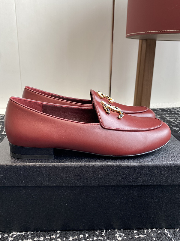 Chanel  Leather CC Logo Loafers