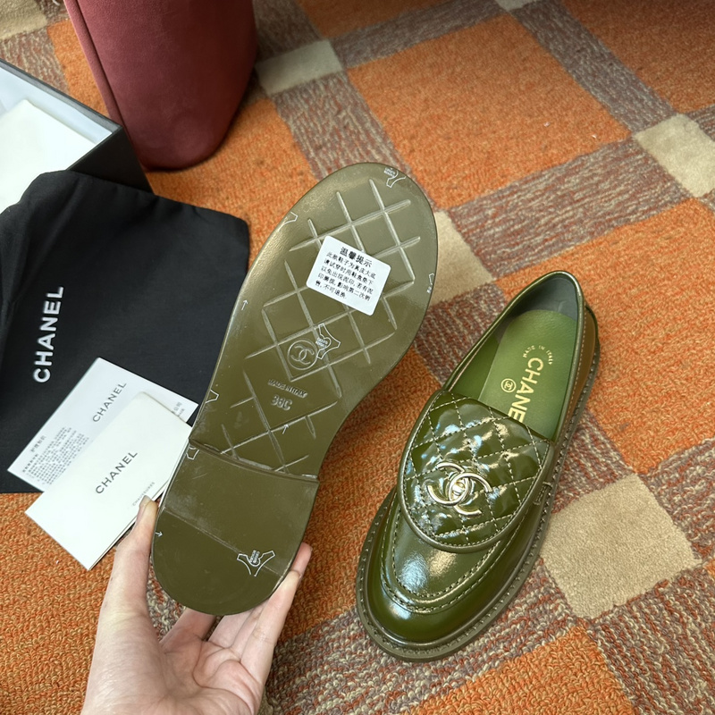 Chanel Leather CC Logo Loafers