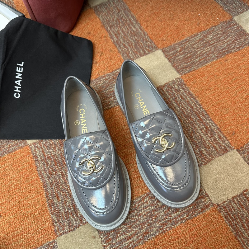 Chanel  Leather CC Logo Loafers