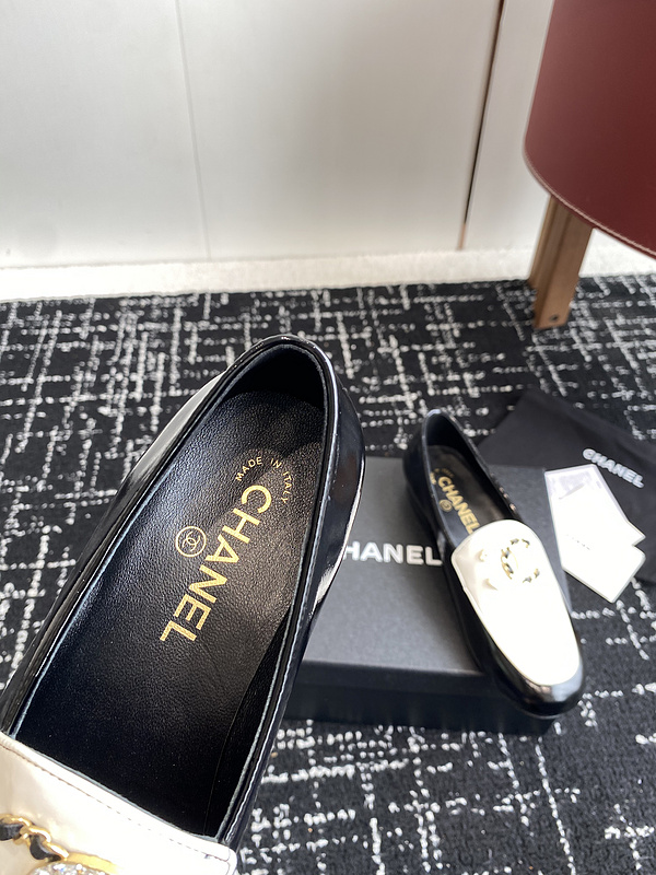 Chanel  Leather CC Logo Loafers