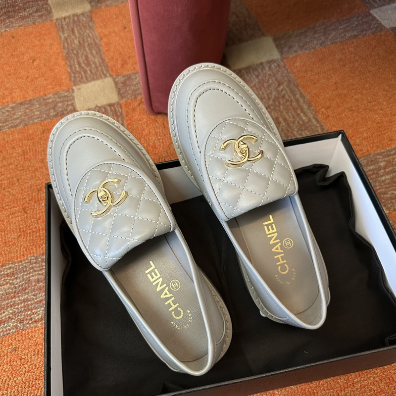 Chanel Leather CC Logo Loafers