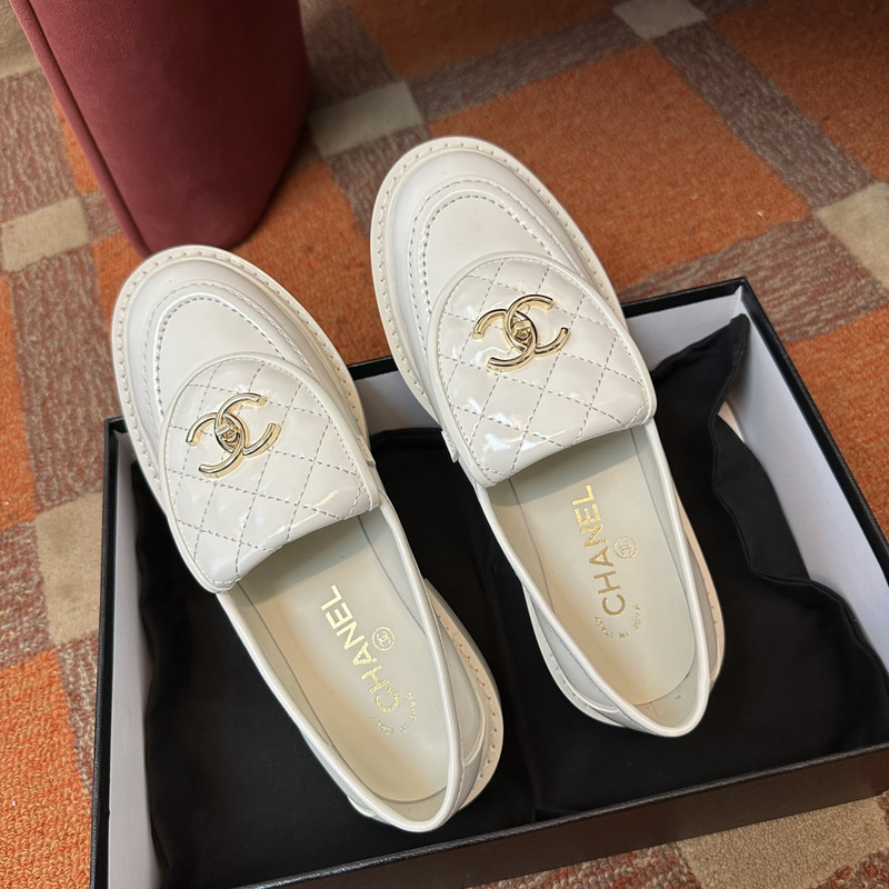 Chanel  Leather CC Logo Loafers