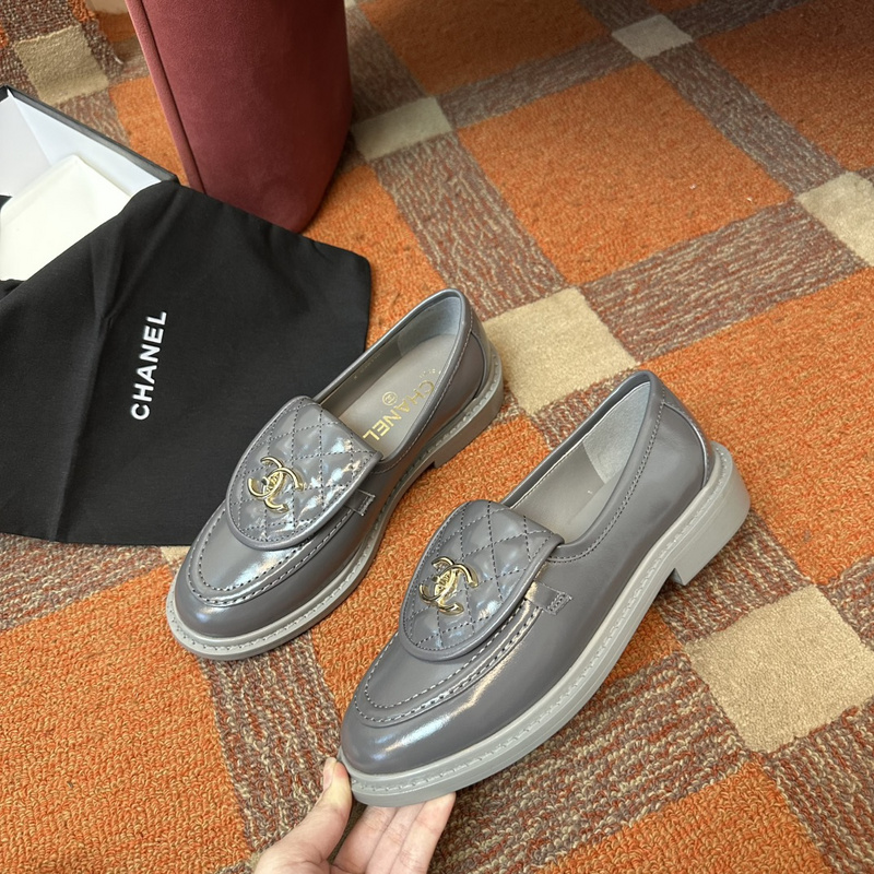 Chanel  Leather CC Logo Loafers