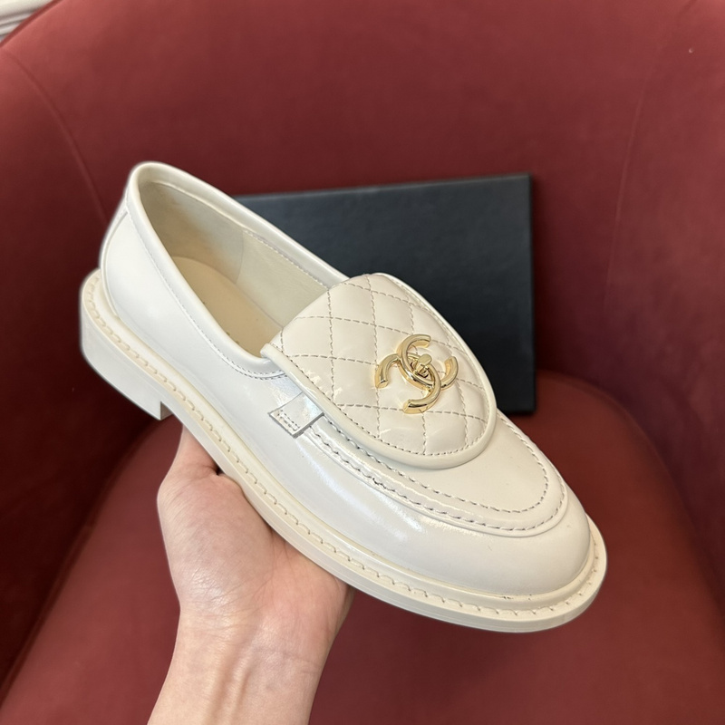 Chanel  Leather CC Logo Loafers