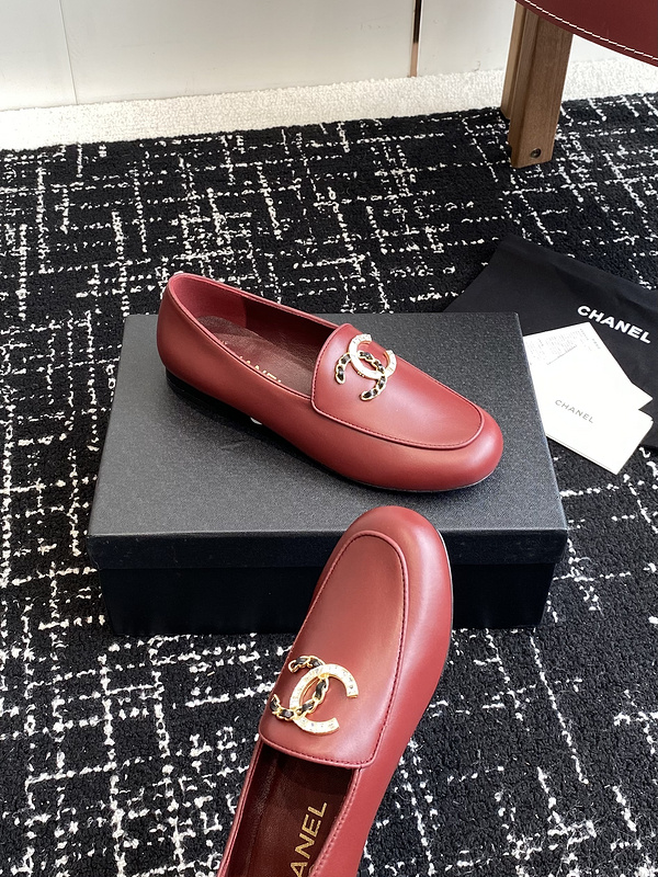 Chanel  Leather CC Logo Loafers