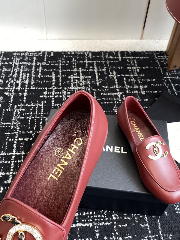 Chanel  Leather CC Logo Loafers