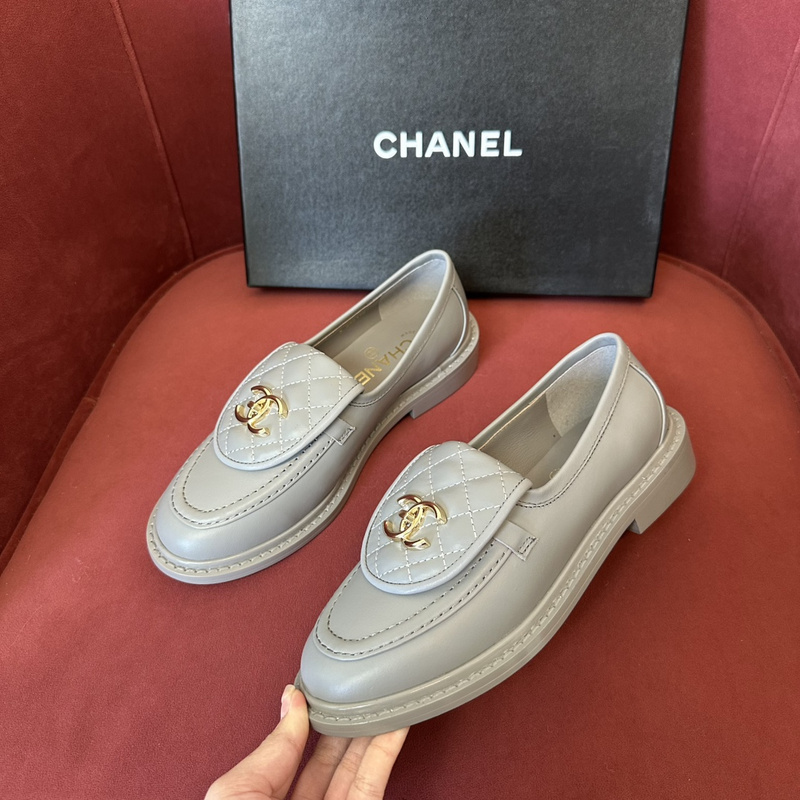 Chanel Leather CC Logo Loafers