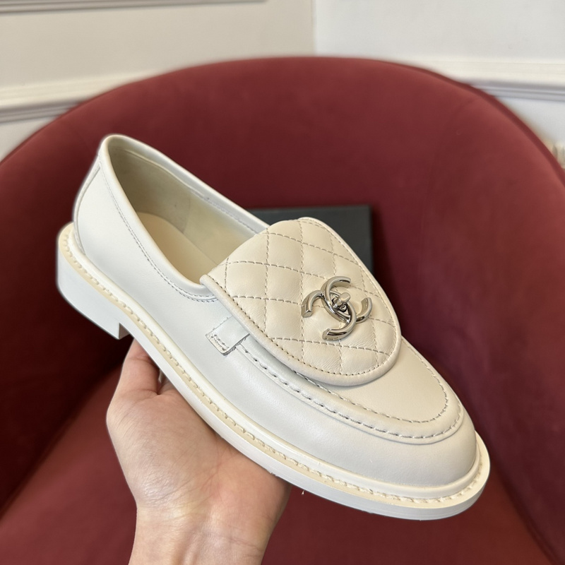 Chanel  Leather CC Logo Loafers