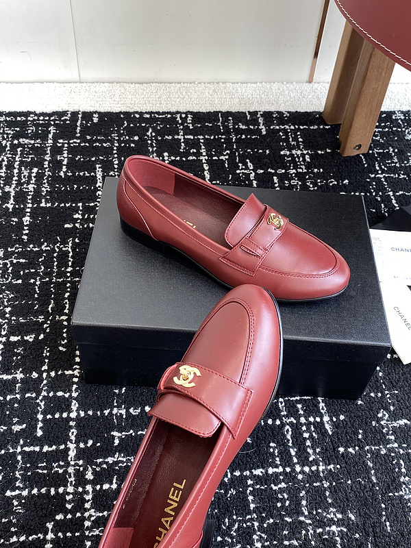 Chanel  Leather CC Logo Loafers
