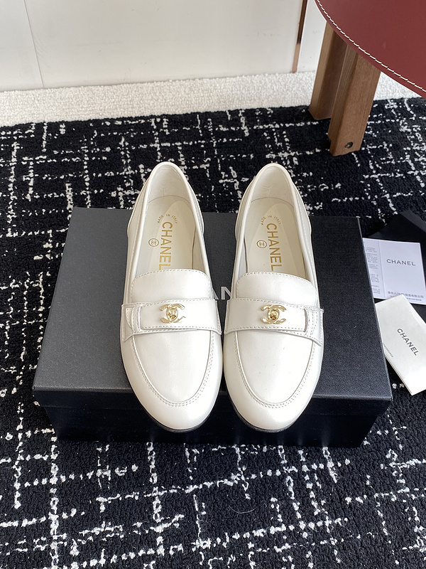 Chanel Leather CC Logo Loafers