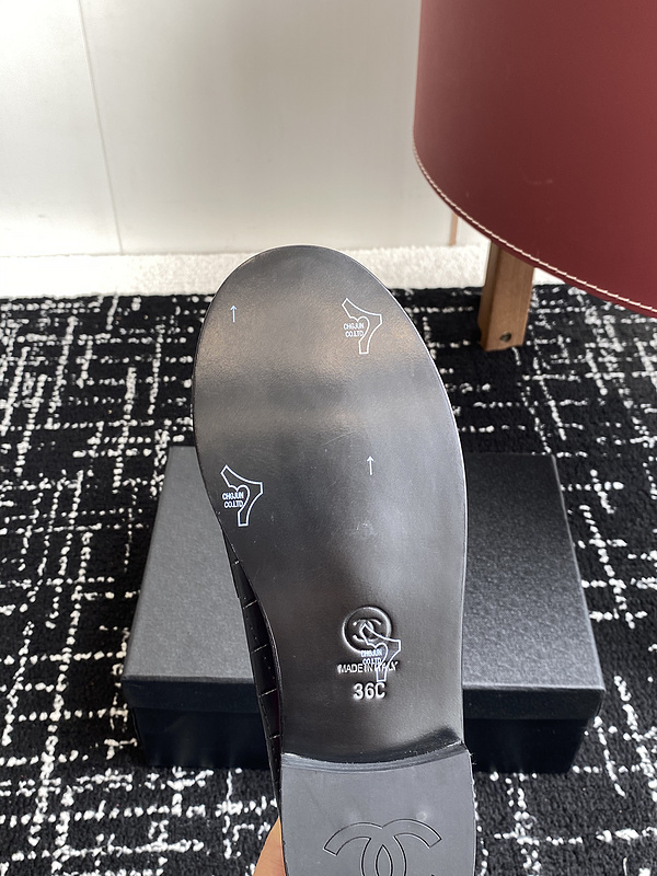 Chanel  Leather CC Logo Loafers