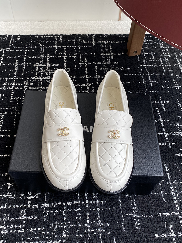 Chanel  Leather CC Logo Loafers