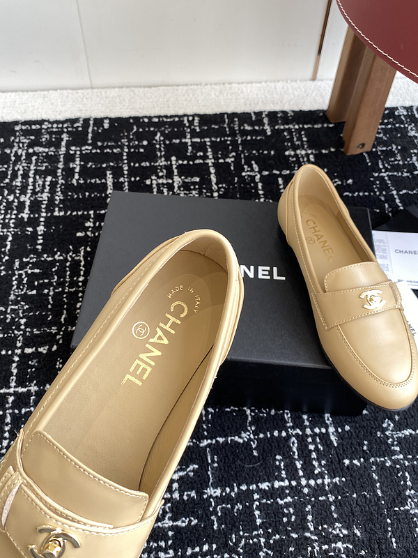 Chanel  Leather CC Logo Loafers