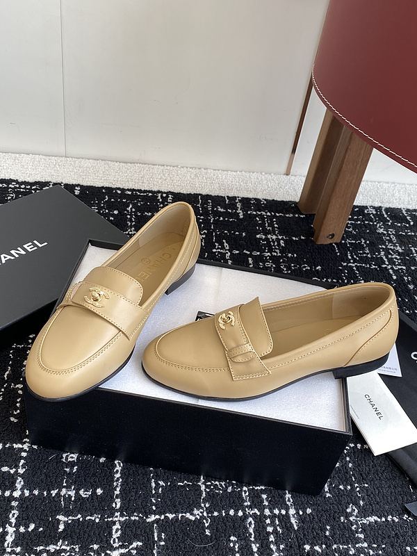 Chanel  Leather CC Logo Loafers