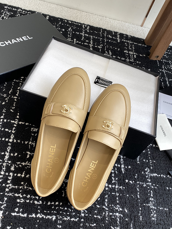 Chanel  Leather CC Logo Loafers