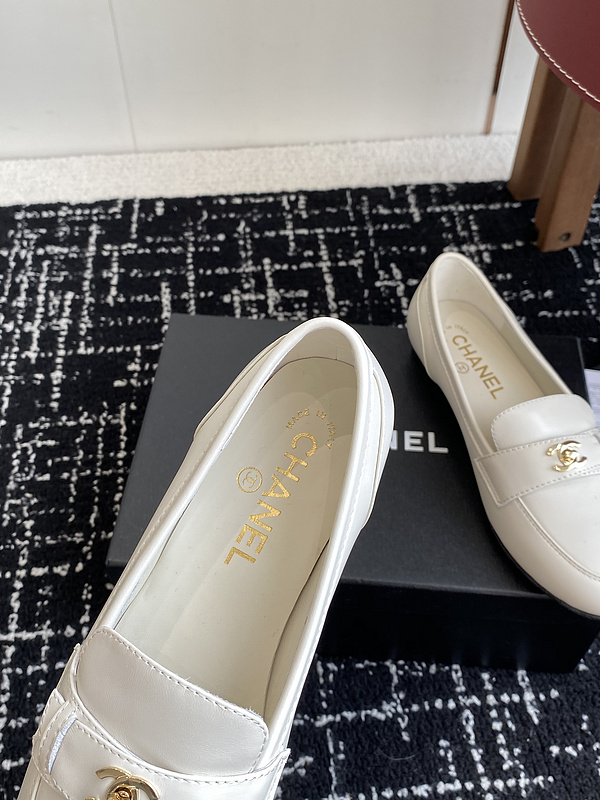Chanel  Leather CC Logo Loafers