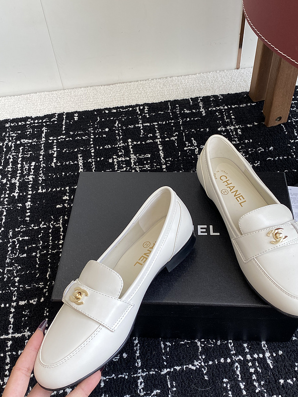 Chanel  Leather CC Logo Loafers