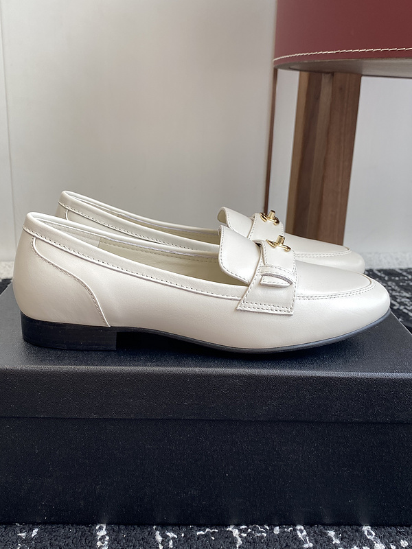 Chanel  Leather CC Logo Loafers