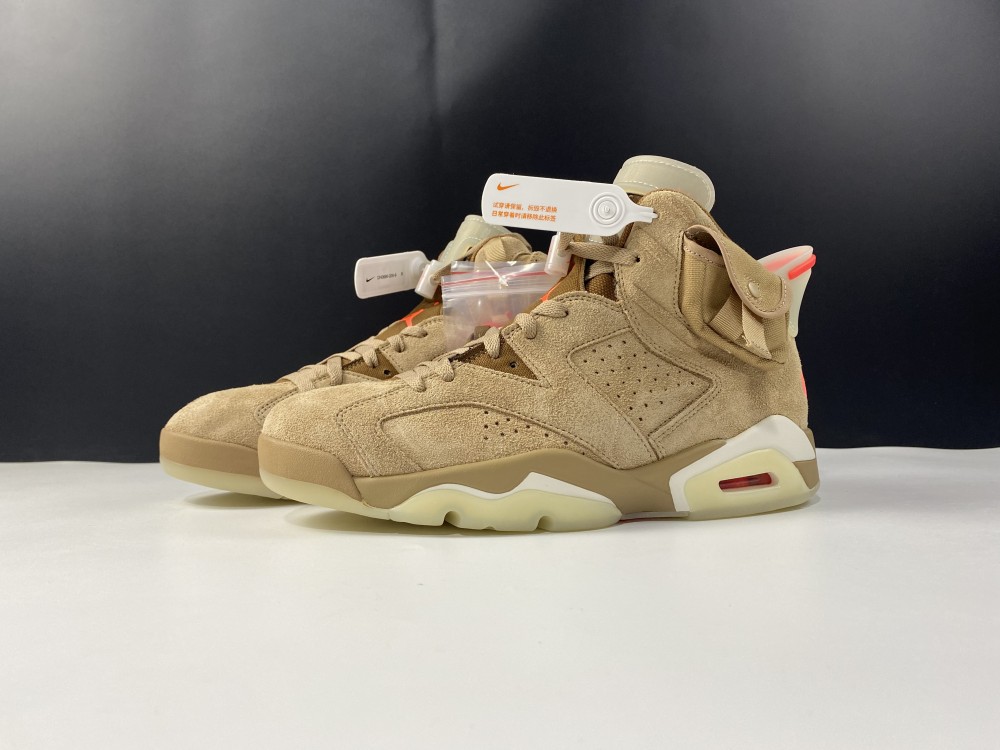 Travis Scott x Air Jordan 6 SP British Khaki / Bright Crimson-Sail