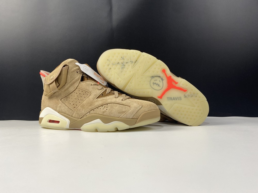 Travis Scott x Air Jordan 6 SP British Khaki / Bright Crimson-Sail