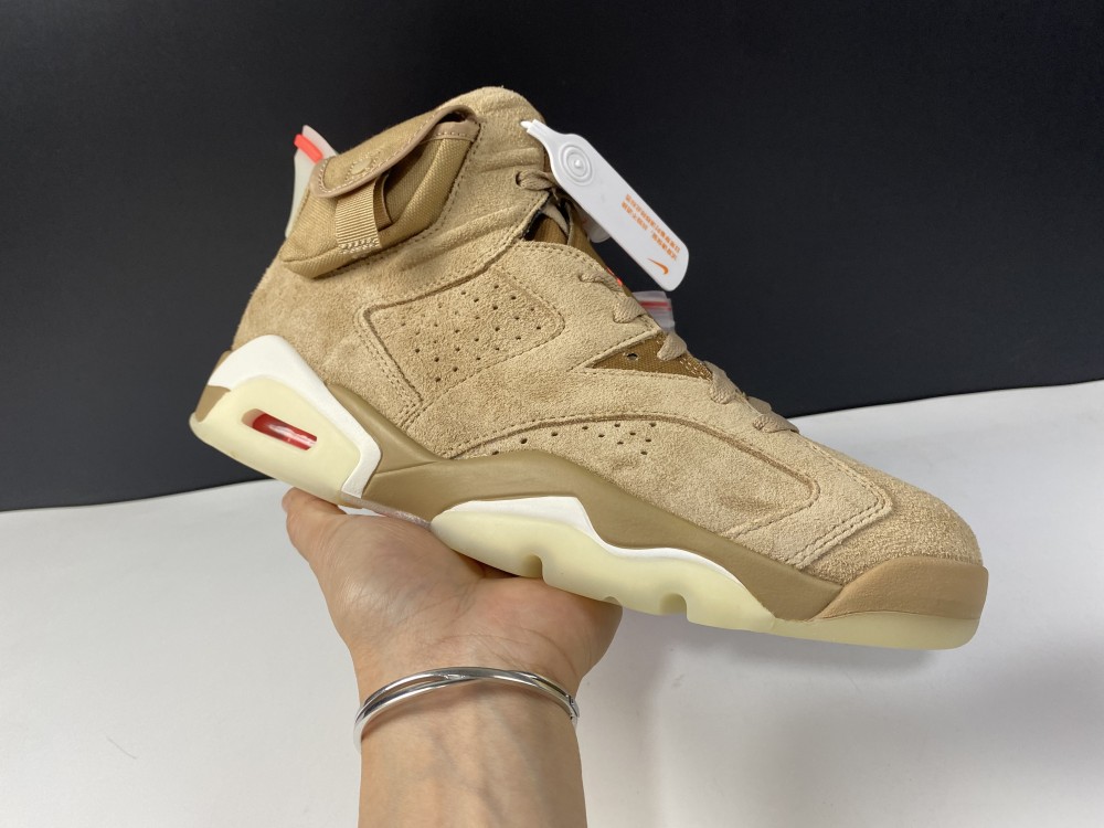 Travis Scott x Air Jordan 6 SP British Khaki / Bright Crimson-Sail