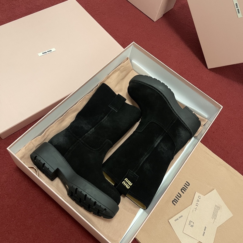 Miu Miu Suede Calf Boot in Moro