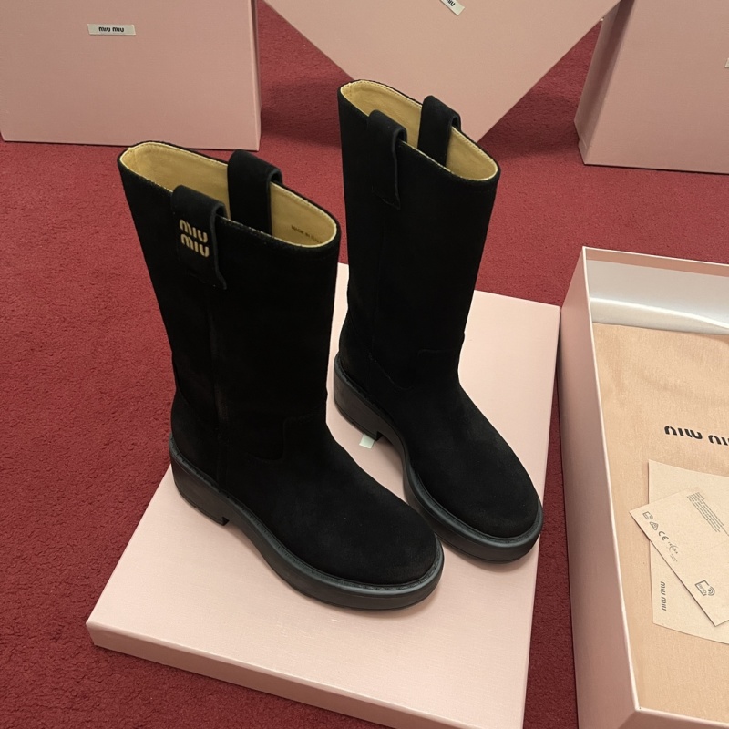 Miu Miu Suede Calf Boot in Moro