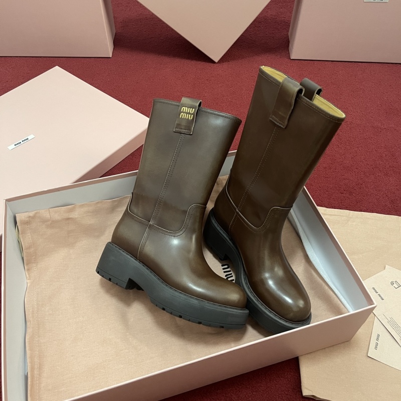 Miu Miu Fumé Leather Boots