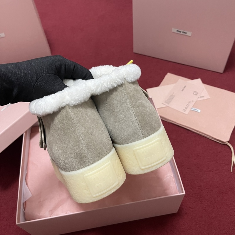 Miu Miu Suede Flatform Boots In Nude