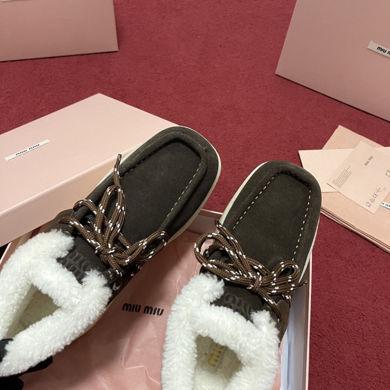 Miu Ankle Boots Fleece Lining Cow Suede
