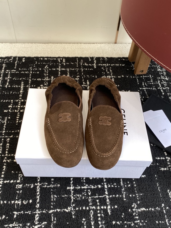 Celine Velvet Loafers With Embroidered Triomphe Logo