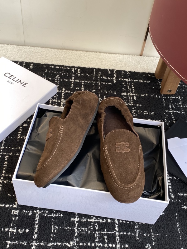 Celine Velvet Loafers With Embroidered Triomphe Logo