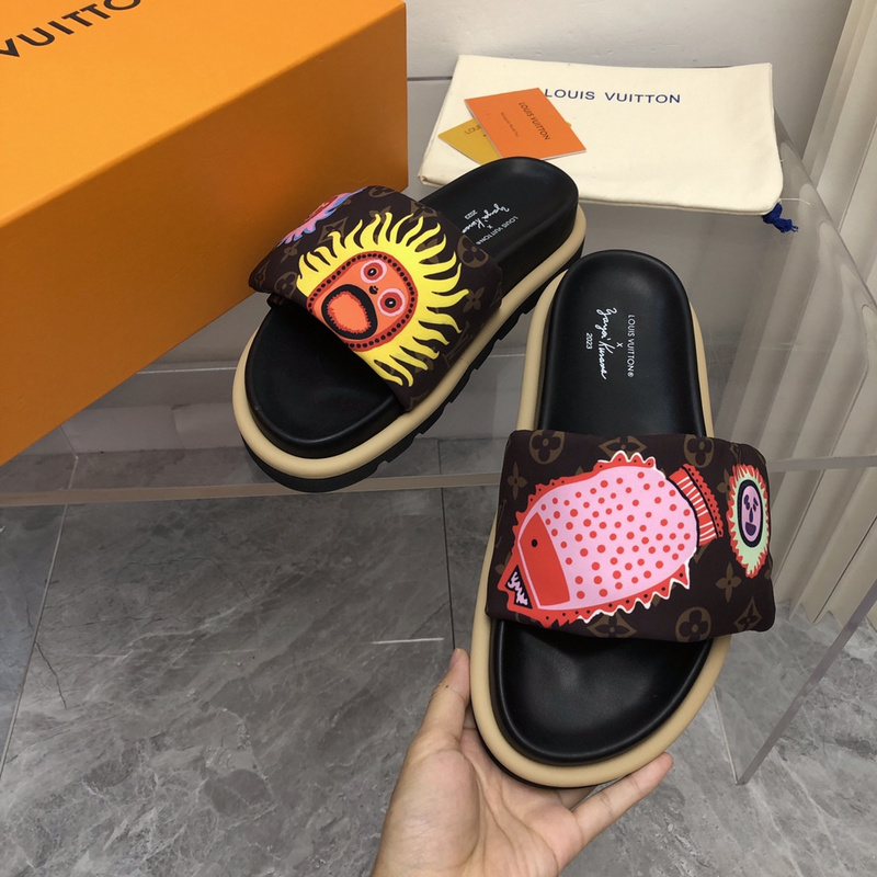 LV pool pillow comfort mule