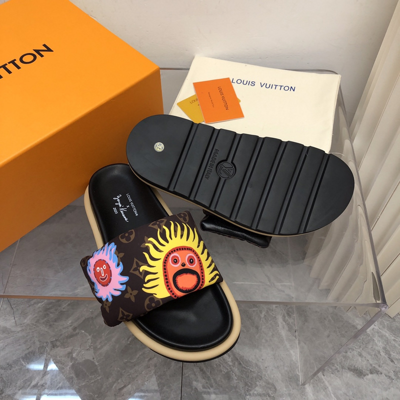 LV pool pillow comfort mule