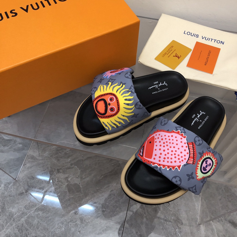 LV pool pillow comfort mule