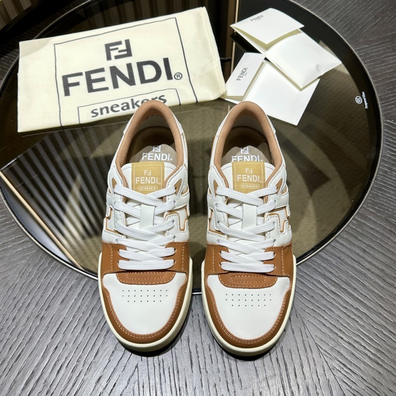 Fendi Match FF-appliqué Leather Sneakers