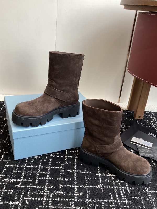 Prada Cocoa Brown Leather Boots