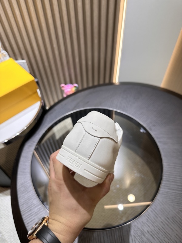 Fendi White Leather Lace Up Sneakers