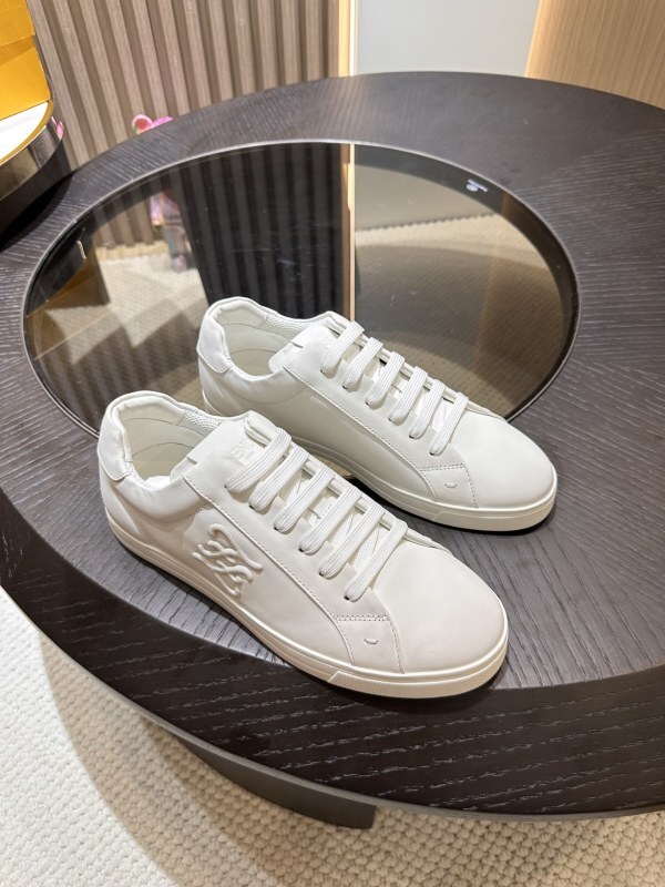 Fendi White Leather Lace Up Sneakers
